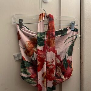 Peppermayo Strapless Floral Top with Neck Scarf